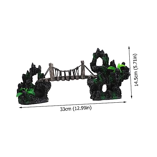 Aquarium Suspension Bridge Decor Lifelike Resin Rockery Adornment Fish Tank Landscaping Statue Unique Aquarium Decoration for Home Office Creative Underwater