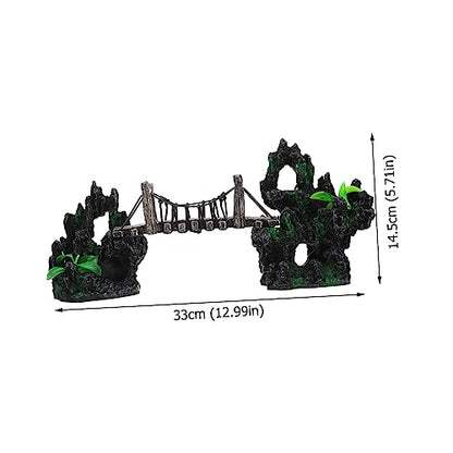Aquarium Suspension Bridge Decor Lifelike Resin Rockery Adornment Fish Tank Landscaping Statue Unique Aquarium Decoration for Home Office Creative Underwater