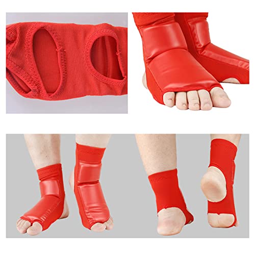 Boxing Foot Protector for Adults, Taekwondo Foot Gear, Non Slip Impact Ankle Protection Pads with Foam Liner, Red Unisex Training Foot Protector for Martial - size: X-Large