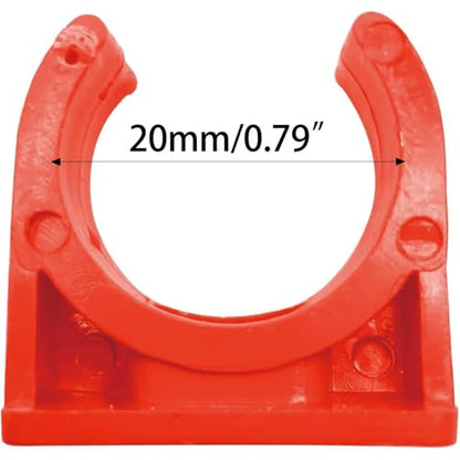 100 Pcs U-Shaped PVC Pipe Clamps Clips, U-Shaped Buckles for 1/2" (20mm) Pipes, Water Supply and TV Trays Tubing Hose Hanger Support Pex Tubing (Red 20mm) - size: 20mm,100Pcs(Red)