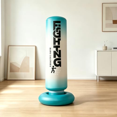 Inflatable Punching Bag for Adult, 59“ Heavy Duty Standing Boxing Bag with 4 inch Inflatable Foot Pump for Mixed Martial Arts, Muay Thai, Fitness Training