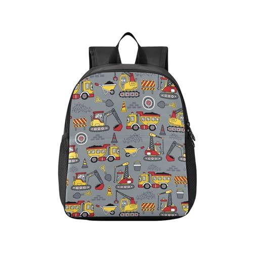 Construction Vehicles Cartoon Toddler Backpack Waterproof Mini Backpack Boys/Girls Cute Small Backpack Kindergarten Pre School Bags 13 Inch - color: Construction Vehicles Cartoon, size: Medium