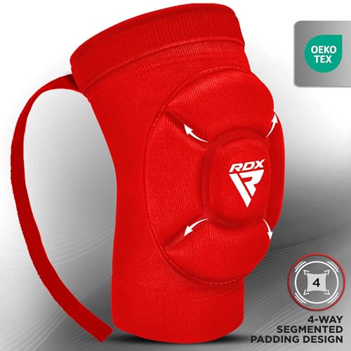 RDX Elbow Pads, Muay Thai MMA Kickboxing Sparring Elbow Guard, Martial Arts Striking Protection,Wrestling Basketball Adjustable MTB Volleyball Compression Padded Sleeve, Men Women - color: Red White, size: Small