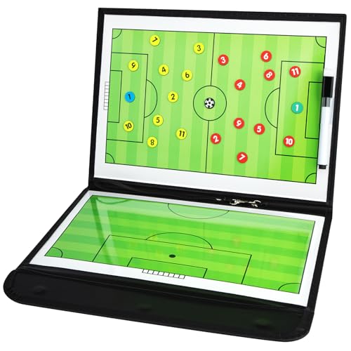 Foldable Magnetic Soccer Coaching Board, Soccer Tactics Strategy Board | Portable Soccer Board with Dry Erase Markers and Magnetic Markers for Coaches Training, Great Gift for Kids Soccer Coach.