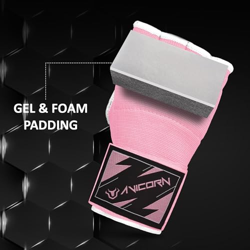 Kids Boxing Handwraps Kids Fist Protector Inner Gel Gloves Quick Wraps for Punching Great for MMA Training - color: Pink