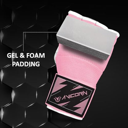 Kids Boxing Handwraps Kids Fist Protector Inner Gel Gloves Quick Wraps for Punching Great for MMA Training - color: Pink