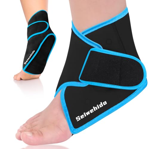 Ankle Ice Pack Wrap, Gel Hot Cold Compress for Heel Swelling Pain Relief - color: Black, size: Standard