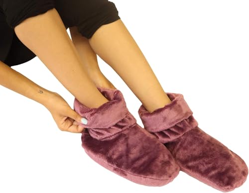 MARS WELLNESS Heated Microwavable Booties - Microwave Slipper Warmers | 3 Pack - Mauve Heated Socks, Great Gift for Women and Men - color: Mauve, size: Pack of 3