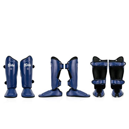 Fairtex SP9 Ultra Ergo Shin Guard Durable Syntek Leather Muay Thai Shin Pad - color: Blue, size: X-Large