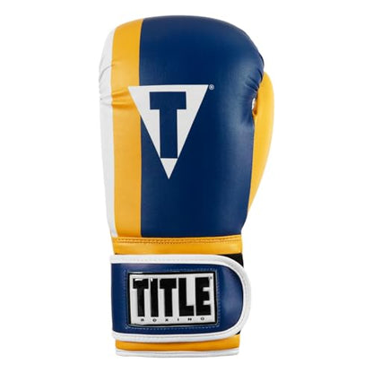 Title Boxing World Bag Boxing Gloves - color: Blue/Yellow/White, size: 14 oz