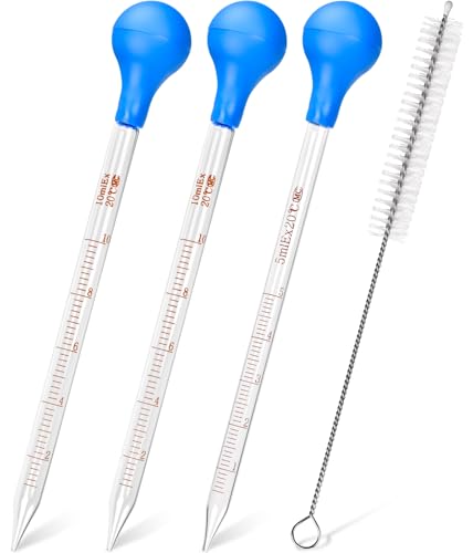 Glass Pipettes Set 2x10ml+5ml Glass Graduated Pipettes Dropper with Big Rubber Cap Dropping Lab Pipette Transfer for Liquid Essential Oil - style: 2x10ml+5ml