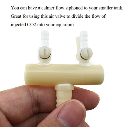 Plastic Aquarium 2 Outlet Ways Air Flow Pump Control Distributor Tubing Splitter Lever Control Valve White Precise Adjust Pressure Distribute Air Well Calm Flow No Leak Handy Place 1Pcs