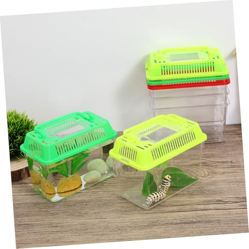 5pcs Portable Handheld Fish Tank Mixed Color Transparent Turtle Feeding Box for Small Pets Lightweight Plastic Breeding Aquarium Ventilation Design Easy to Clean and Operate