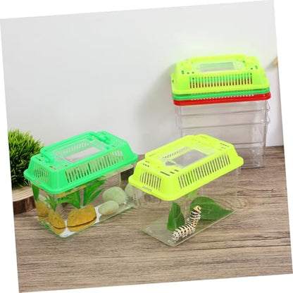 5pcs Portable Handheld Fish Tank Mixed Color Transparent Turtle Feeding Box for Small Pets Lightweight Plastic Breeding Aquarium Ventilation Design Easy to Clean and Operate