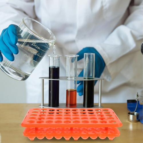 LIFKOME 50-Hole Rack with Silicone Gasket 18mm Laboratory Plastic Test Holder for Storage and Lab Organization