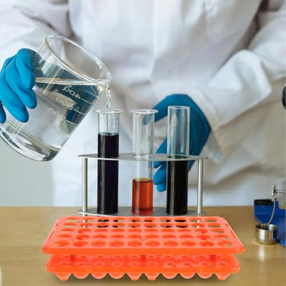 LIFKOME 50-Hole Rack with Silicone Gasket 18mm Laboratory Plastic Test Holder for Storage and Lab Organization
