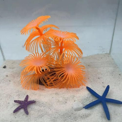 Fake Underwater Coral, Simulation Aquarium Backgrounds Plants Soft Fish Tank Water Grass Landscape Ornament Silicone Coral(Rose red)