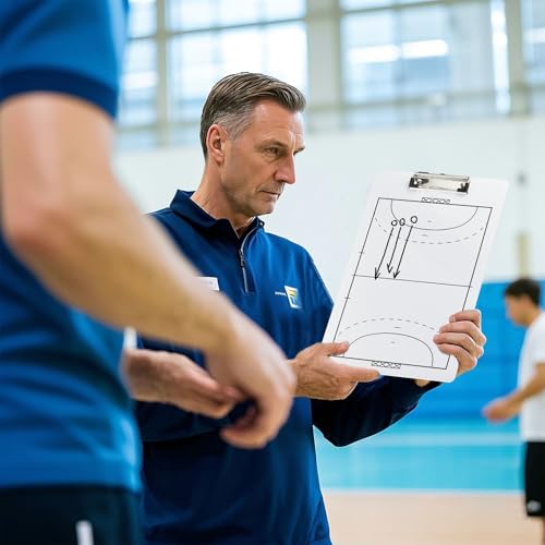 Eco Friendly PVC Multi Sport Coaching Clipboard Reusable Tactical Board for Basketball,Soccer,Volleyball,Handball and Futsal Portable Training Essential for Coaches - style: Handball Board