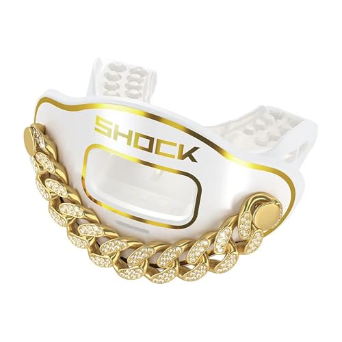 Shock Doctor Football Lip Guard Mouthpiece with Strap – Breathable, Wide Opening – Adult & Youth OSFA - color: White, size: Adult: OSFA