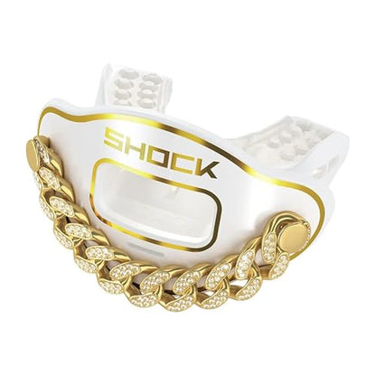 Shock Doctor Football Lip Guard Mouthpiece with Strap – Breathable, Wide Opening – Adult & Youth OSFA - color: White, size: Adult: OSFA
