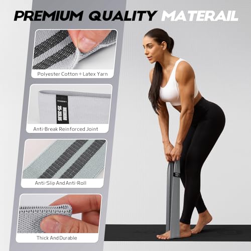 Lianjindun Booty Resistance Bands for Legs & Glutes, Non-Slip Workout Set - color: Gradient Gray