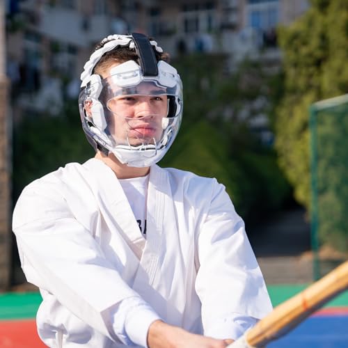 KEDAO Karate Mask Headgear, Professional Martial Arts Headgear Adjustable Head Circumference Karate Sparring Headgear Protective Guard for All Age