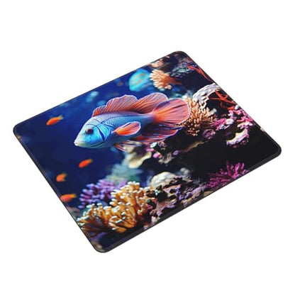 Coral Reef Fish Aquarium Mouse Pads Custom Design, Waterproof Gaming Mousepad Washable Computer Mousepads with Non-Slip Rubber Base Square Mouse Mat for Laptop Office Home 10 x 12 inch
