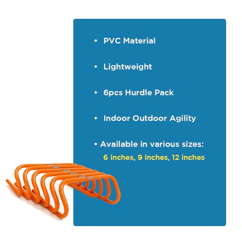 Multi-Sport Speed Training Hurdles Set of 6 Mini Hurdles for Agility & Coordination, Lightweight PVC Construction, Ideal for Football, Soccer, Baseball, Hockey, Track, Tennis, Lacrosse, 6 inch