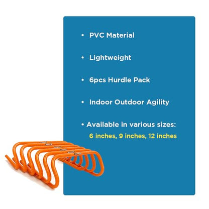 Multi-Sport Speed Training Hurdles Set of 6 Mini Hurdles for Agility & Coordination, Lightweight PVC Construction, Ideal for Football, Soccer, Baseball, Hockey, Track, Tennis, Lacrosse, 6 inch