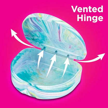 Practicon Vibrant Marble Retainer Cases, Clear Aligner Case, Dental Orthodontic Retainer Boxes, Mouth Guard Holder, 6 Pack - color: Vibrant
