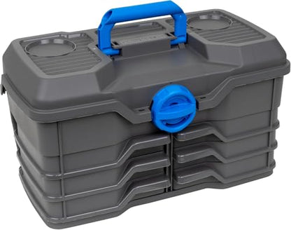 Flambeau Outdoors 660NGAK Next Gen 6/0 Large Fishing Tackle Box - 6 Pivot Trays, 32 Compartments, Includes 25-piece Tackle Kit, Fishing Tackle and Gear Storage, Fishing Lure Organizer, Dark Gray