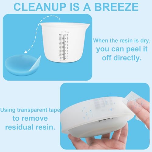 Creahaus 1000ML Large Silicone Measuring Cups for Resin, Easy to Read 36oz Silicone Mixing Bowl with 100ML Mixing Cup, Easy Clean Reusable Epoxy Resin Supplies with Stir Stick, Pipettes - color: Black, size: 1000ml+100ml kit
