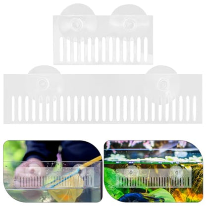 BESTonZON Removable Acrylic Fish Tank Overflow Comb 2-Pack Aquarium Water Comb for Preventing Overflow and Separating Fish Compatible with Various Aquariums Easy Maintenance