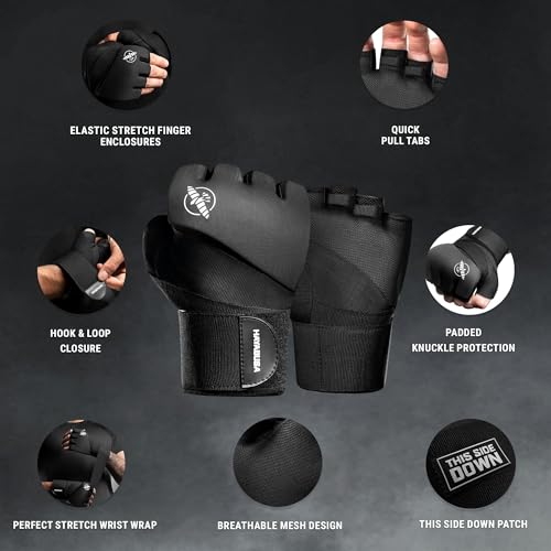 Hayabusa Elite Quick Wraps - Boxing & Martial Arts Hand Wraps - Black - size: Small