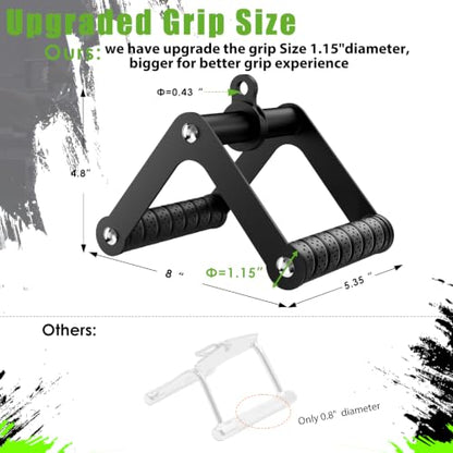 Double D Row Handle LAT Pulldown Attachments,Comfort Rubber Grip V Bar Attachmentt for Cable Machine Home Gym Accessory - color: Black Double D