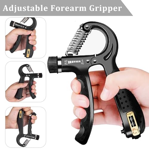 Hand Grip Strengthener Kit 5 Pack Adjustable Finger Forearm Hand Exerciser