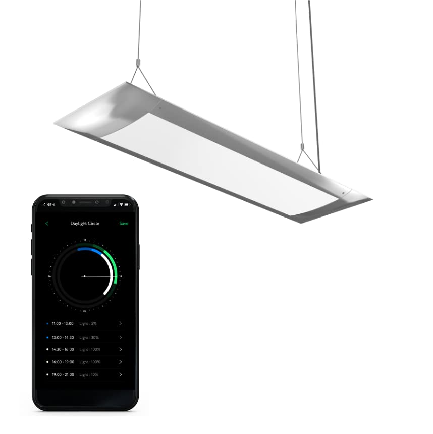 Flat One+ 24 in 24/7 Cycle Aquarium Light, Blue White Full Spectrum Colorfull LED Light, Fish Tank Light Brightness Dimmable & Color Temperature APP Controlled, Sunrise & Sunset, Pendant Style