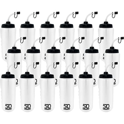50 Strong | Hockey & Lacrosse Straw Water Bottles, 18-Pack, 1 Liter - size: 18 Pack
