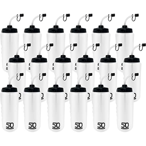 50 Strong | Hockey & Lacrosse Straw Water Bottles, 18-Pack, 1 Liter - size: 18 Pack