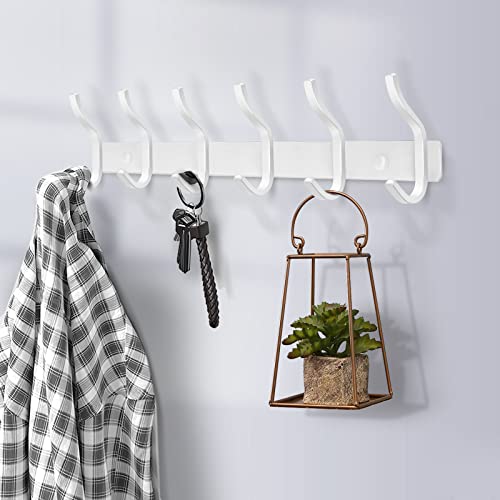 White Coat Rack Wall Mount, 23 Inch Coat Hooks with 8 Hooks, 1 Pack - color: White, size: 8 Hooks