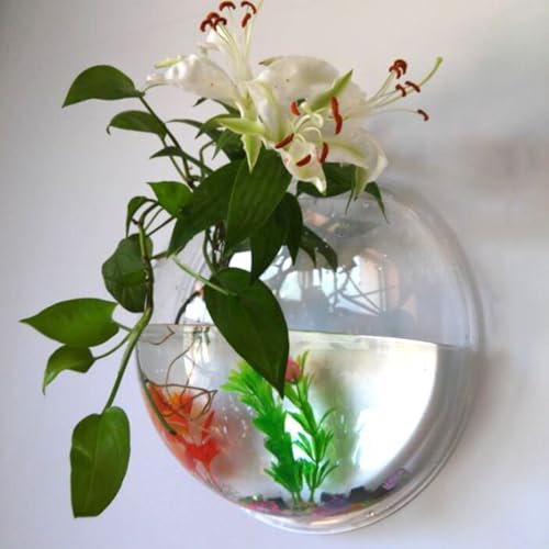 Wall Fish Bowl Wall Fish Bubble Hanging Clear Acrylic Betta Fish for Tank Wall Mounted Aquarium Wall Plant Planter Aquariums Tanks
