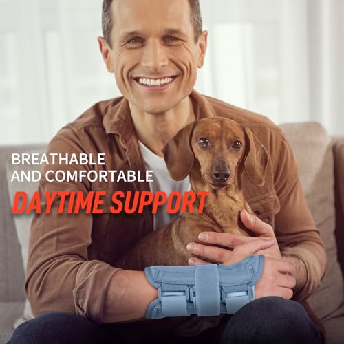 FEATOL Carpal Tunnel Wrist Brace Night Support, Adjustable Left Hand Brace - size: Small/Medium (Pack of 1), style: Left Hand -Grey