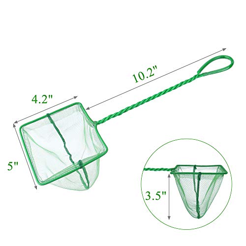 Mogoko 2 Pack Aquarium Net Fish Net, Small Net, Multi-Size Fine Mesh Aquarium Net with Long Plastic Handle for Fish Tank