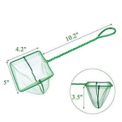 Mogoko 2 Pack Aquarium Net Fish Net, Small Net, Multi-Size Fine Mesh Aquarium Net with Long Plastic Handle for Fish Tank