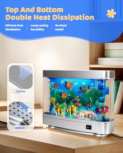 Fake Fish Tank Baby Aquarium - Artificial Fish Lamp with Moving Tropical Fish - LED Sensory Aquarium Light for Bedroom and Office, Ideal for Kids and Adults - Relaxing Night Light & Stress Reliever