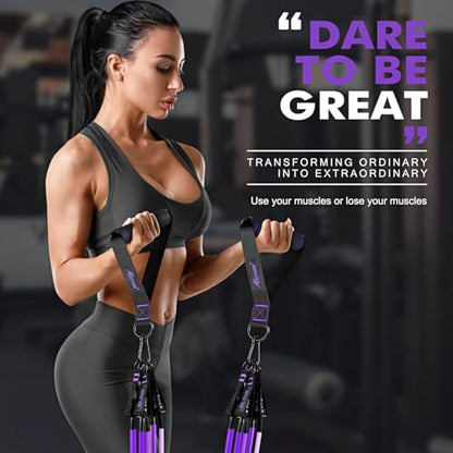 HPYGN Resistance Bands with Handles, 150 lb Exercise Bands for Home Workout - color: purple, style: 250LBS