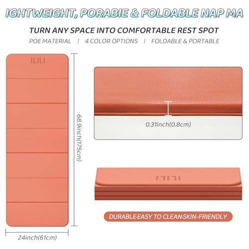 ILILI Foldable Yoga Mat 71 * 24 * 0.3 Inch - color: Orange