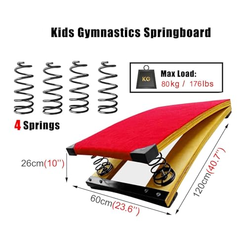 Youth Gymnastics Springboard, Hardwood Gymnastics Springboard 4 Spring Vault Springboard with Anti-Slip Felt and Foot Pads Sports Club/Martial Arts Springboard