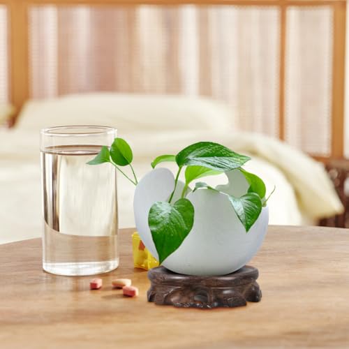 KALLORY Wooden Plant Stand Small round Planter Tray Decorative Vase Display Pedestal Blackwood Base 9.8cm Diameter 2.5cm Height for Indoor Aquarium and Bonsai