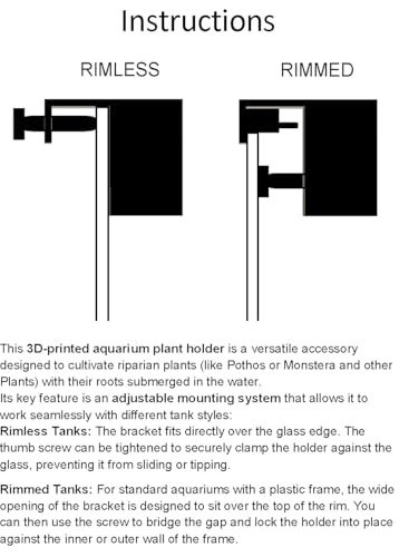 Aquarium Plant Holder for Rimmed and Rimless Tanks, PLA+ Plastic, Fish-Safe, Accessory